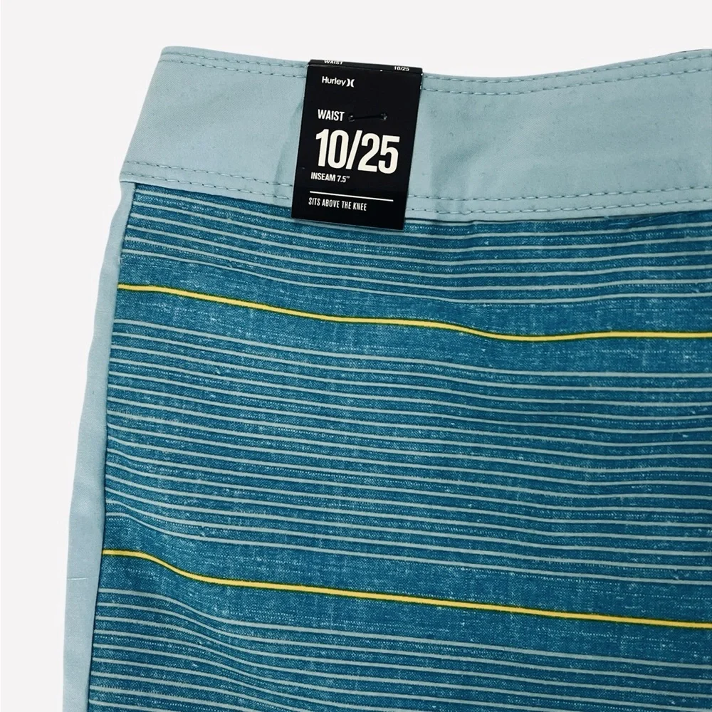 Hurley Indo Blue Striped Board Shorts Swim Trunks Boys Size 10/25